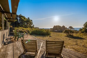 Terrace/patio - Esherick-designed home with private hot tub near Black Point, dogs welcome (Sea Ranch)