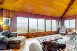 TV, fireplace, DVD player, offices - Blufftop home with fireplace & ocean views, dogs welcome (Sea Ranch)
