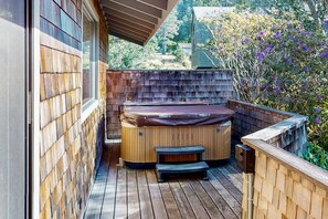 Terrace/patio - Forested home with private hot tub near Black Point (Sea Ranch)