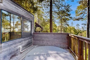 Terrace/patio - Forested cabin with private hot tub & ocean views (Sea Ranch)