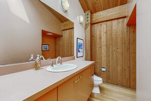 Shower, hair dryer, towels - Oceanfront estate with private hot tub & courtyard, dogs welcome (Sea Ranch)