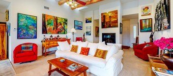 Artist's retreat with two living area, large patio, and private hot tub