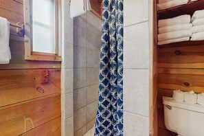 Shower, towels, shampoo - Bigfoot Lodge - Mountain Views & Multiple Decks (Angel Fire)