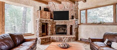 TV, fireplace, video games, offices