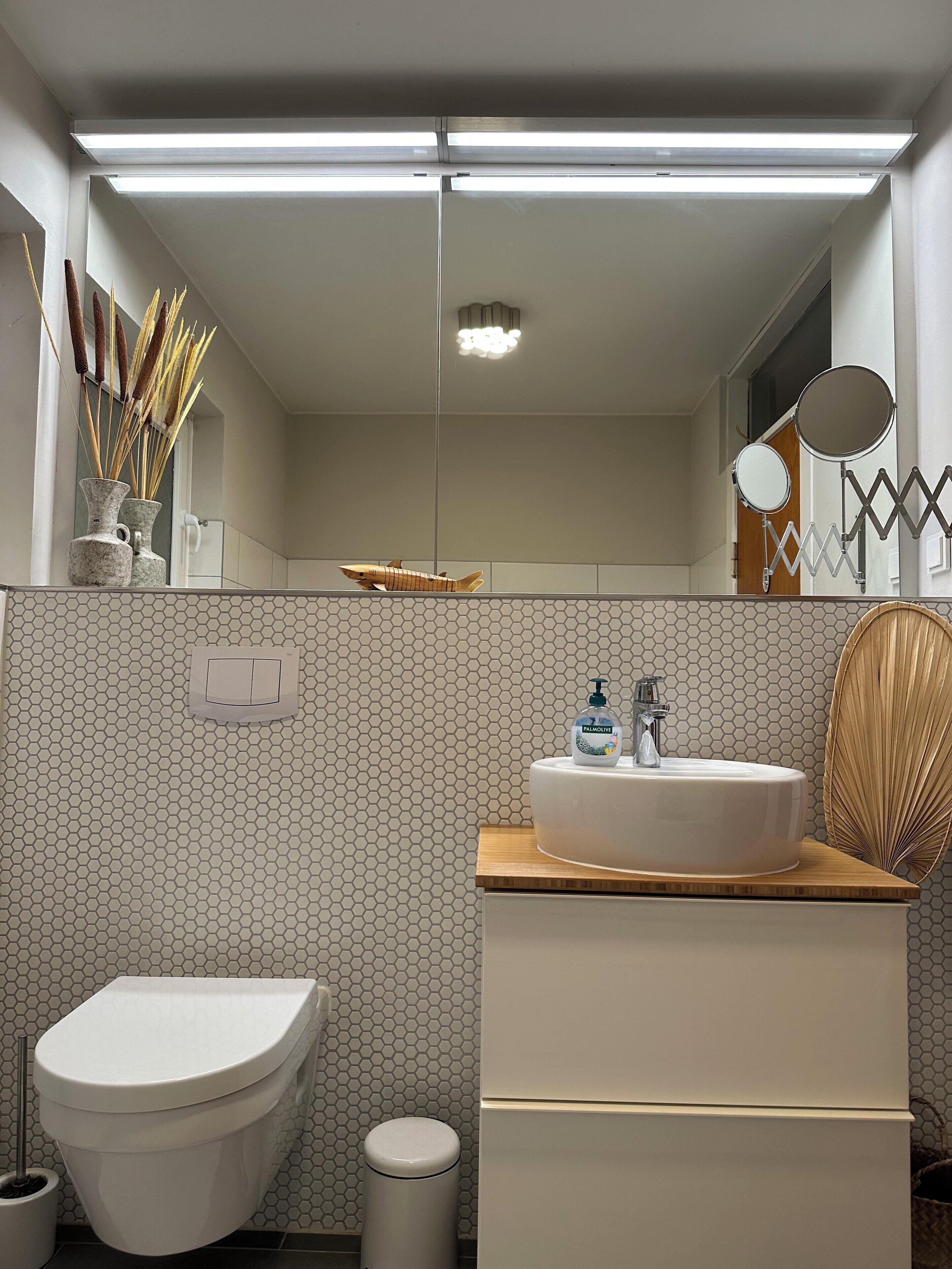 Regadera, secadora de cabello, toallas, papel de baño 