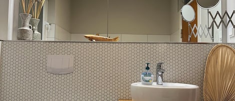 Douche, sèche-cheveux, serviettes fournies, papier toilette