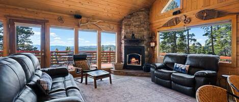 TV, fireplace