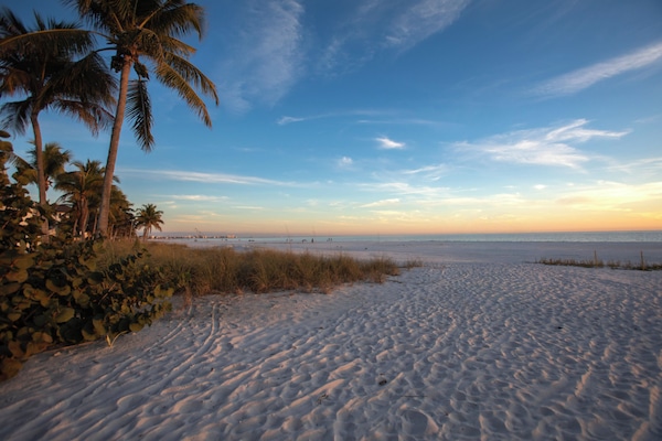 On the beach, white sand