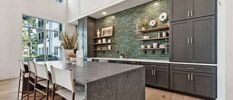 Fridge, dining tables