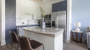 Fridge, dining tables - Landing | Incredible 1BD, Yoga Studio, Courtyard (Houston)