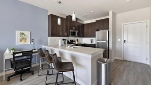 Fridge, dining tables - Landing | Beautiful 1BD, Pool, Gym (Denton)