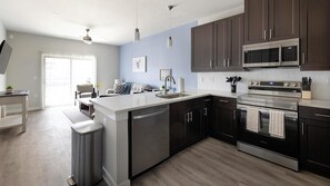 Fridge, dining tables - Landing | Incredible 1BD, Clubhouse, Pool (Denton)