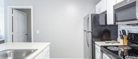 Fridge, dining tables