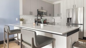 Fridge, dining tables - Landing | Modern 1BD, Game Room, Clubhouse (Atlanta)