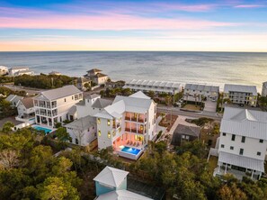 Exterior - Sleeps 22! Private Pool, LSV/Golf Cart, & GULF VIEWS! Steps to Beach! (Santa Rosa Beach)