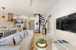 Living area - Aldea Zama condo with rooftop pool, private balcony, & great location (Tulum)