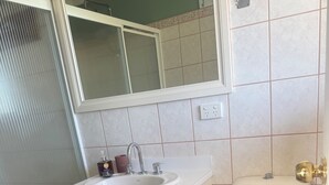 A bathroom with a white sink, a toilet, a mirror, and a green doormat. - Room-pillais B & B, Private Room Attach (Albany)