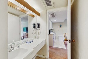 Hair dryer, towels