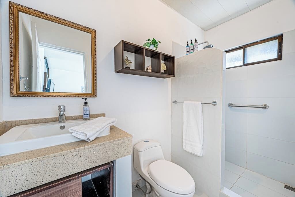 Hair dryer, towels