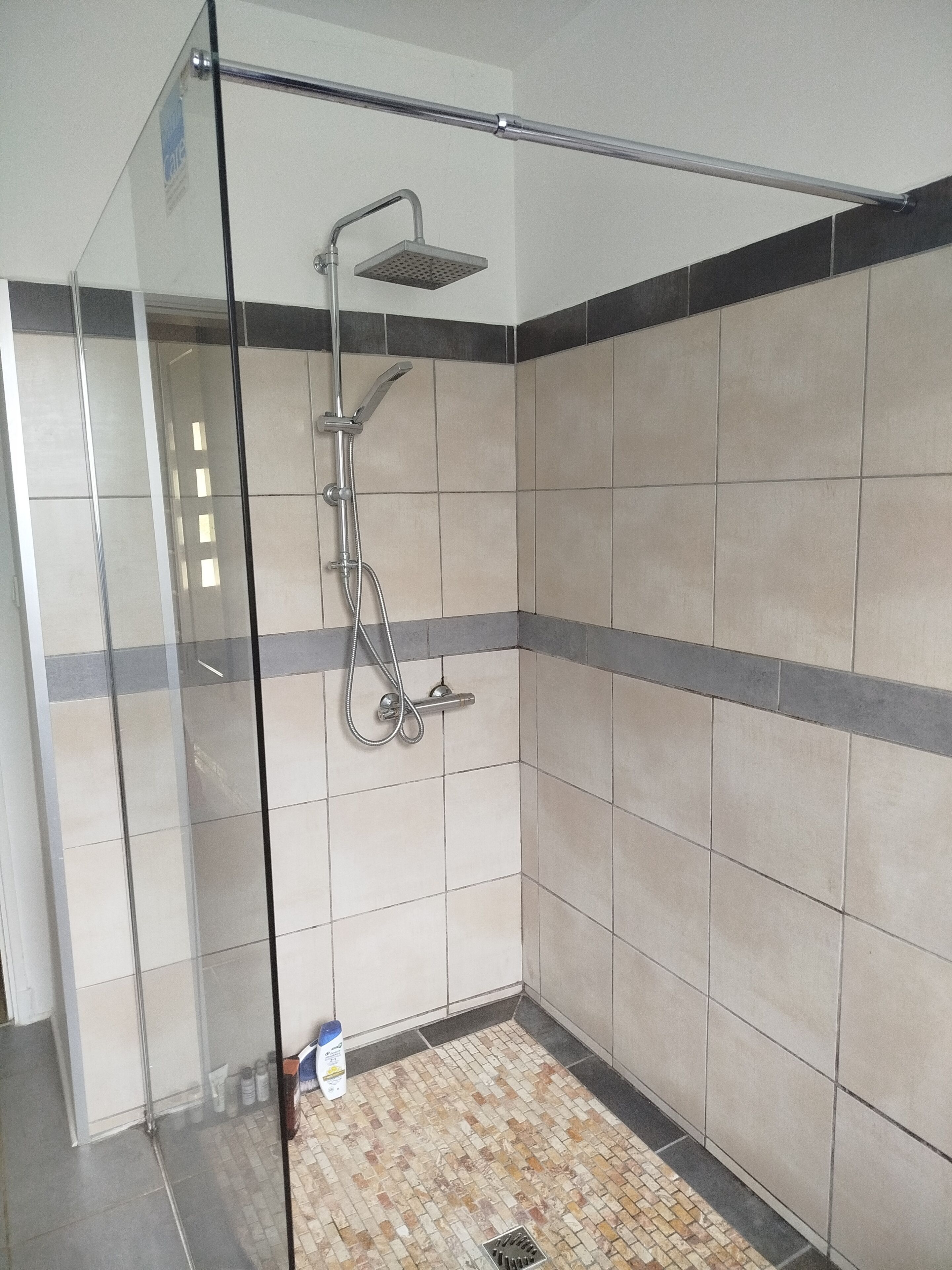 Ducha, secador de pelo, toallas, papel higiénico