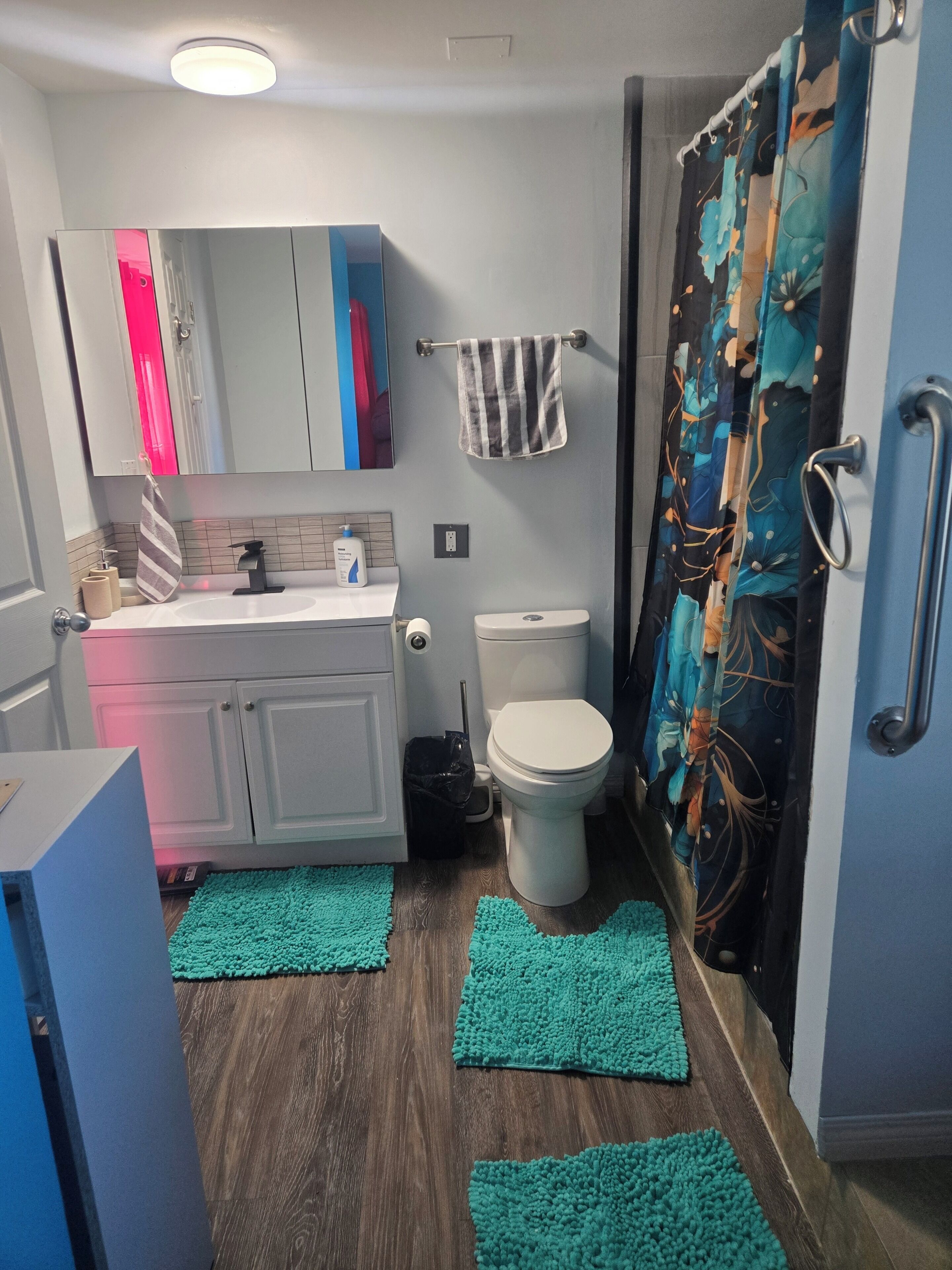 Jetted tub, hair dryer, bidet, towels