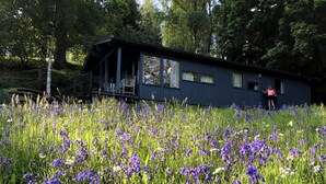 A house surrounded by a field of purple flowers. - Conifer Chalet 5 - UKC5219 (Crieff)