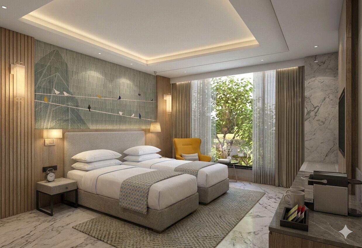 Deluxe Twin Room | Minibar, blackout curtains, soundproofing, iron/ironing board