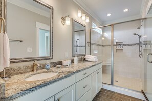 Hair dryer, towels - Spacious Coastal Gem on Oak Island 100 Yds to Sand (Oak Island)