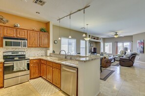 Fridge, microwave, stovetop, dishwasher - On Johnson Ranch Golf Course: San Tan Valley Home (San Tan Valley)