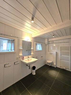 Shower, hair dryer - Ilskes Hus - Detached thatched house with garden, terrace & e-charging station (Oevenum)
