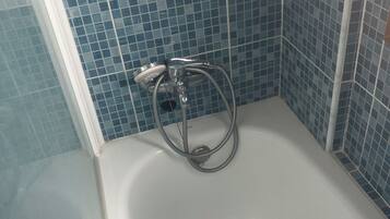 Ducha, secador de pelo, jabón y papel higiénico