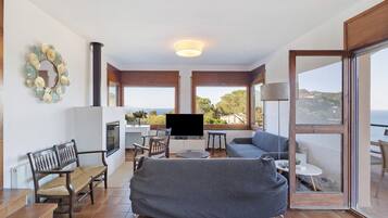 TV, fireplace