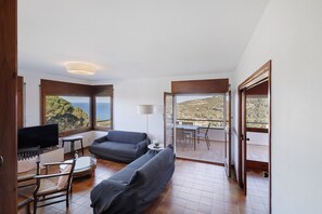 TV, fireplace - Villa with Pool and Spectacular Sea Views (Sa Riera)
