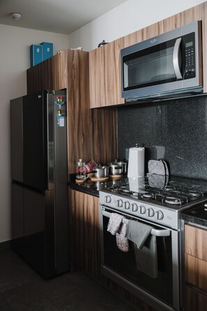Kühlschrank, Mikrowelle, Ofen, Herdplatte