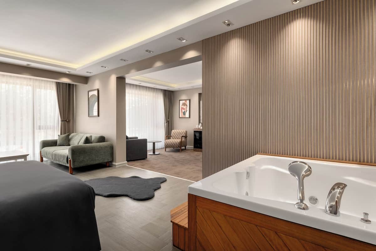 Suite, Whirlpool (Wellness King, Sofa Bed) | Minibar, Zimmersafe, Bügeleisen/Bügelbrett, kostenlose Babybetten