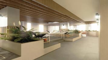 Indoor pool, pool loungers