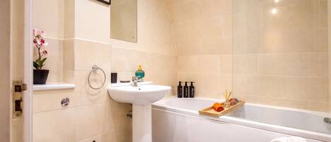 Hair dryer, towels, toilet paper