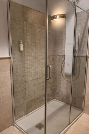 Regadera, secadora de cabello, bidet, toallas 