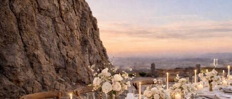 Outdoor banquet area