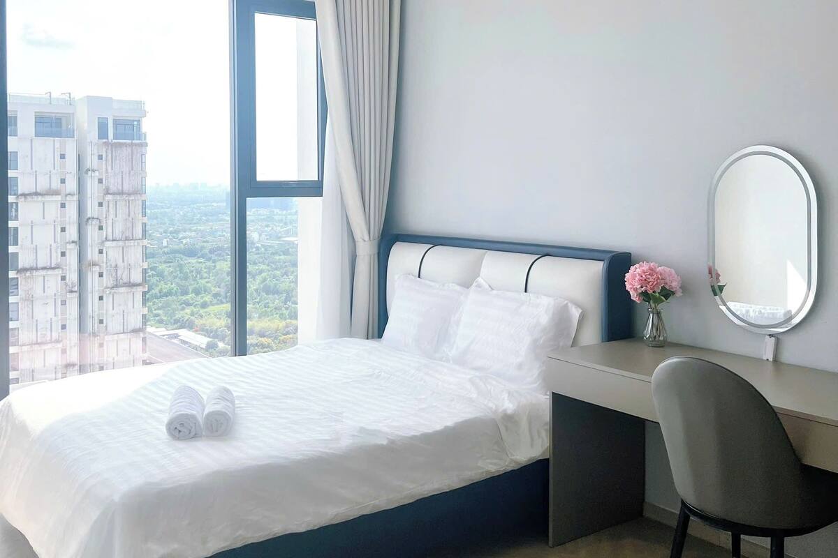 Premium bedding, memory-foam beds, desk, blackout curtains