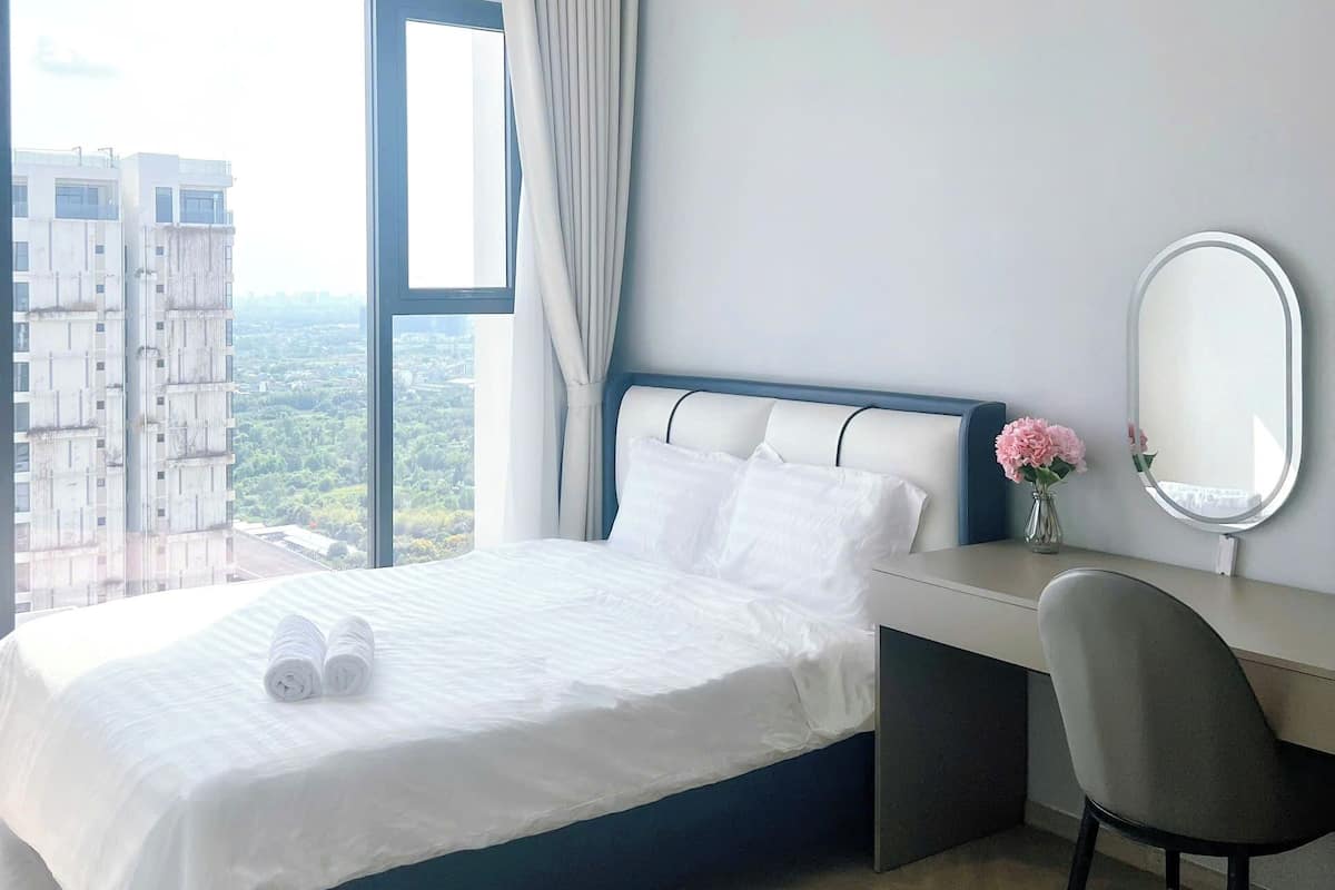 Premium bedding, memory-foam beds, desk, blackout curtains