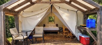 Hilltop Glamping Near Halifax, Bay of Fundy | Sunset Views + Open-air Shower