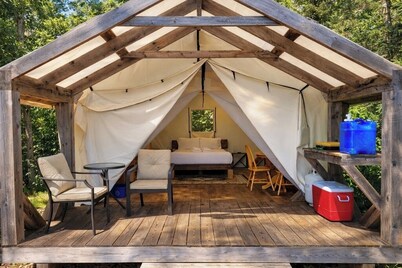 Hilltop Glamping Near Halifax, Bay of Fundy | Sunset Views + Open-air Shower