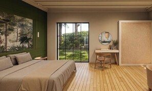 Habitación de lujo doble, 1 cama de matrimonio grande, bañera, vistas al viñedo | Ropa de cama de alta calidad y edredones de plumas