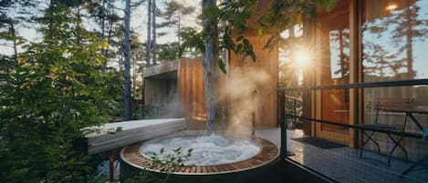 Luxury Mobile Home, Multiple Bedrooms, Mountainside (Theodosius Glamping Comfort) | Outdoor spa tub