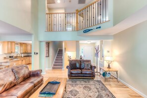 TV, DVD player, table football - Spacious lake lodge with a private dock, wraparound decks & foosball (Mineral)