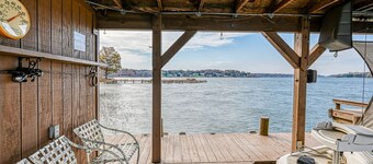 Enchanting lakefront oasis with fire pit, generous patio, dock, & amazing views