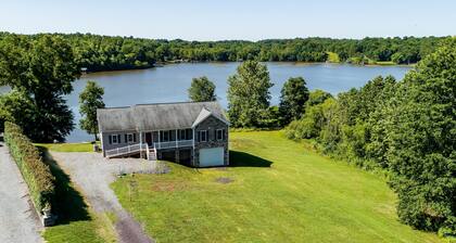 Two-story, lakefront getaway with dock, beach, grill, 2 kayaks, 2 canoes, AC