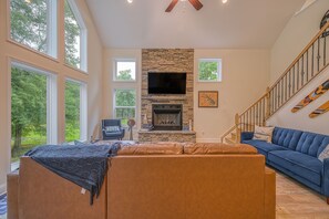 Living area - Dog-Friendly lakefront home with dock, game room, kayaks, hot tub, & firepit (Mineral)