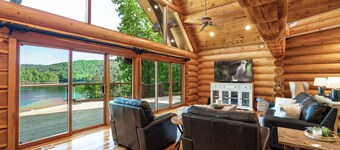 Hot Tub + Dock! Waterfront Norris Lake Log Home